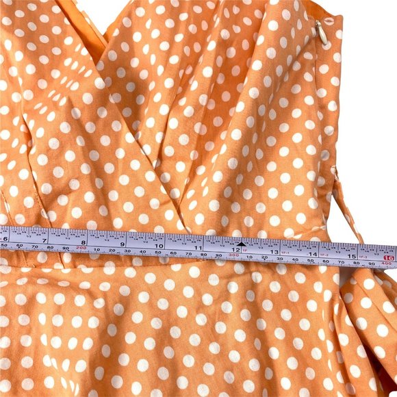 Grace Karin women Dress Orange  sleeveles Polka dots V-neck size M - Picture 9 of 10